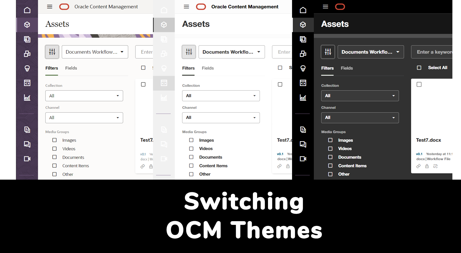 Oracle Content Management Admin UI - Themes (ie Dark Mode)