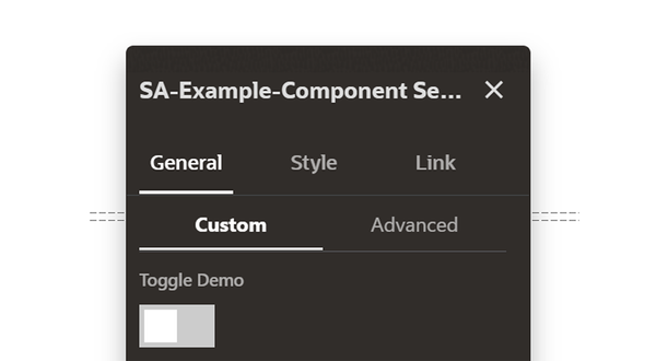 Oracle Content Management Custom Component Settings Tab Set Display